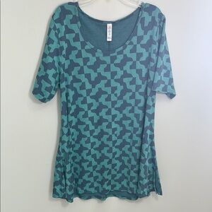 LuLaRoe Blue Patterned Short Sleeve Tee